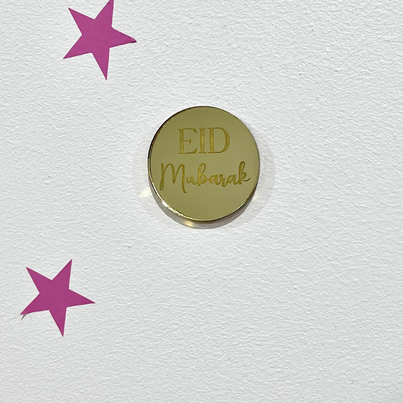 Étiquette plexi Rond Eid Mubarak modèle W1 / Quantité mini 15 Étiquette plexi Rond Eid Mubarak modèle W1 / Quantité mini 15