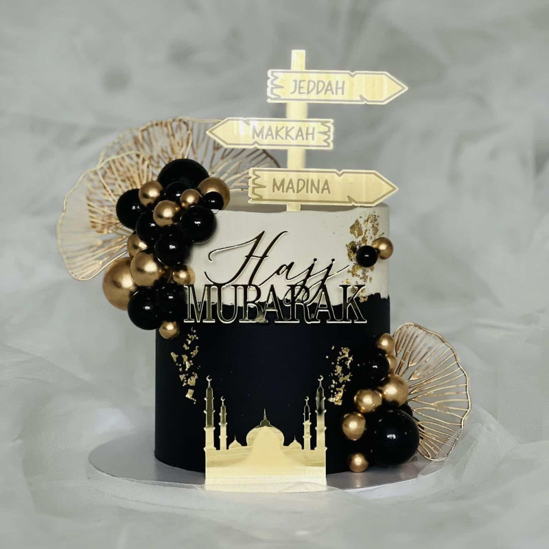 Ensemble de 1 Topper Cake + 2 Faces Toppers Modèle Umrah / Hajj