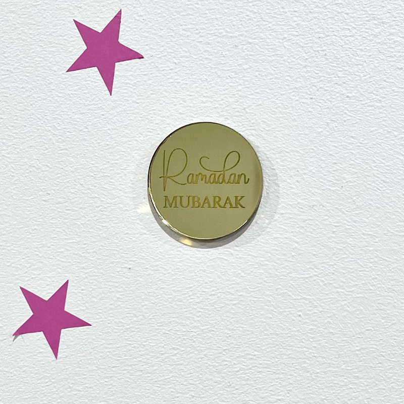 Étiquette plexi Rond Eid Mubarak modèle W2 / Quantité mini 15 Étiquette plexi Rond Eid Mubarak modèle W2 / Quantité mini 15