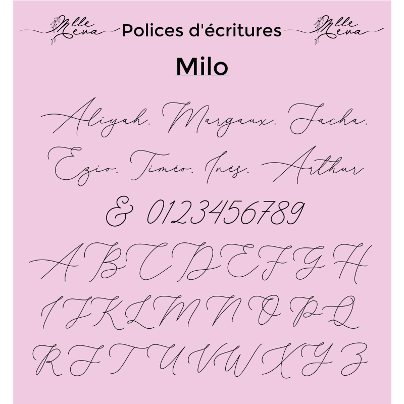 Face topper personnalisé écriture Milo