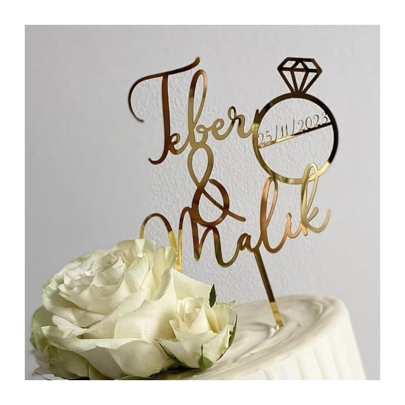 Topper cake modèle mini alliance + prénom