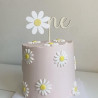Topper cake double One avec Marguerite en bois Topper cake double One avec Marguerite en bois