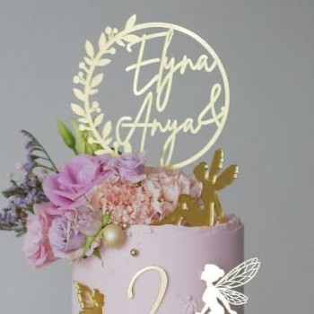 Topper cake modèle Cercle fleuri
