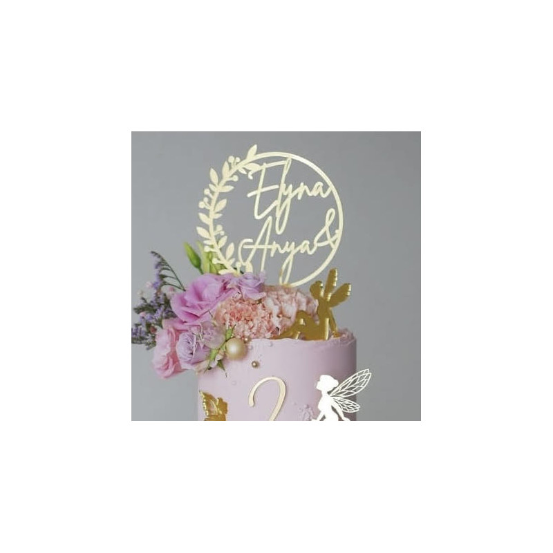 Topper cake modèle Cercle fleuri