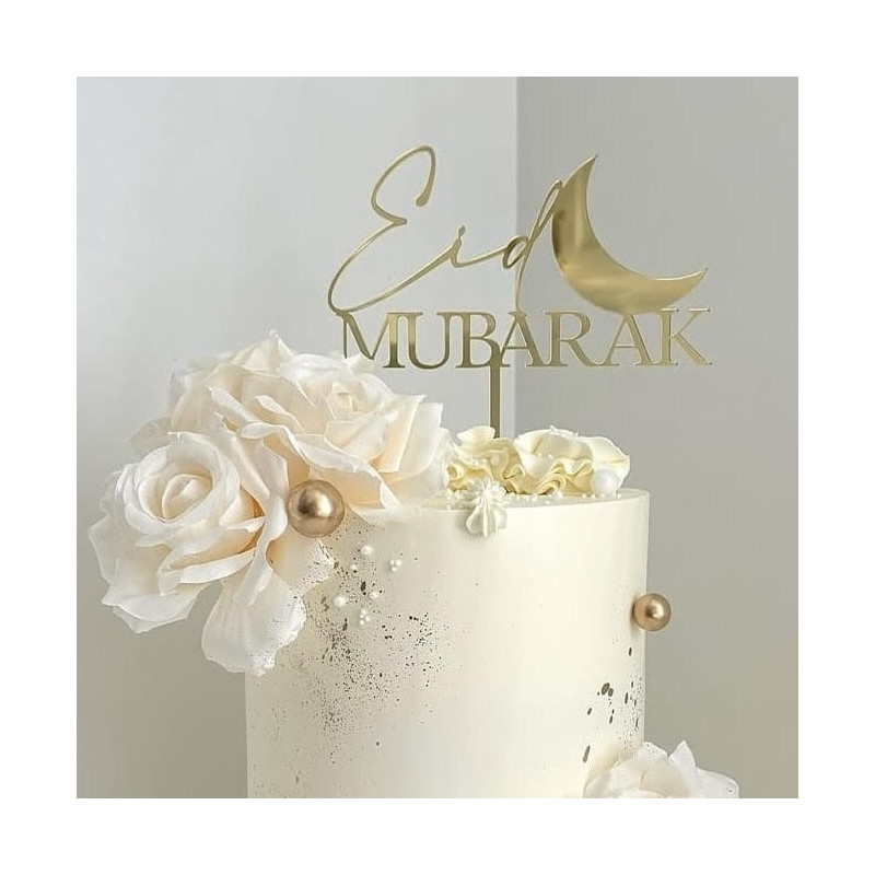 Topper cake Eid Mubarak 2 écritures