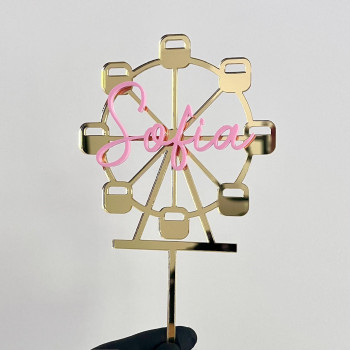 Topper cake modèle Grande roue + prénom