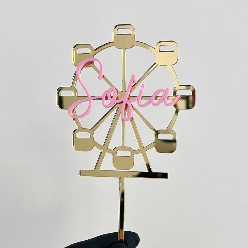Topper cake modèle Grande roue + prénom