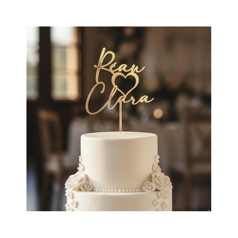 Topper cake modèle cœur centré