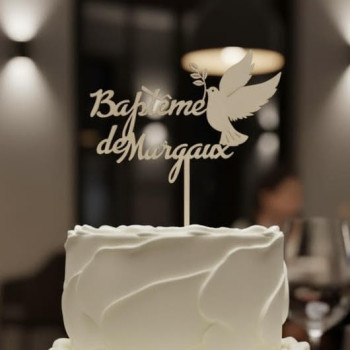Topper cake Modèle Colombe en Bois