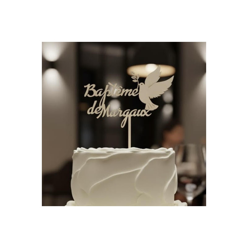 Topper cake Modèle Colombe en Bois Topper cake Modèle Colombe en Bois