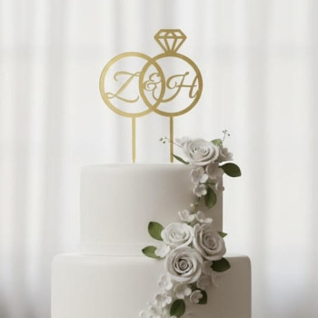 Topper cake modèle Double Alliance initiale