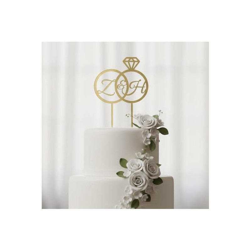 Topper cake modèle Double Alliance initiale