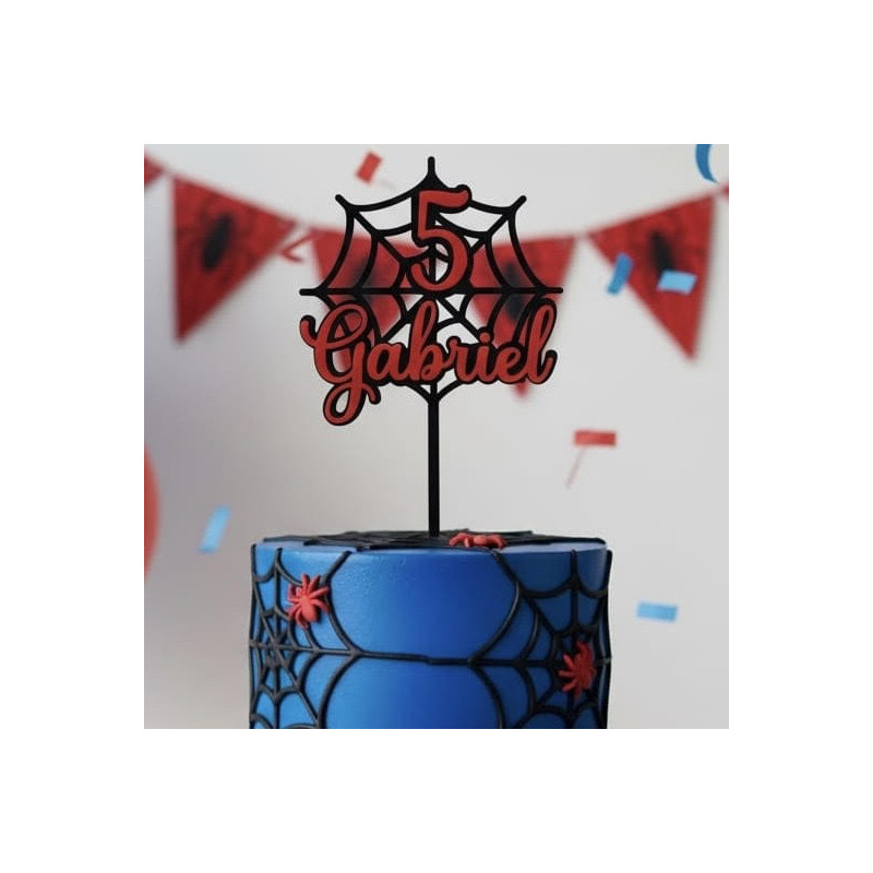 Topper cake personnalisé Double Modèle toile d'araignée