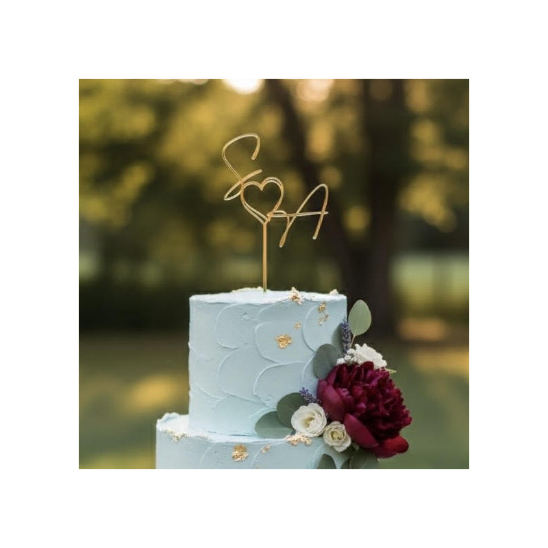 Topper cake initiale avec coeur