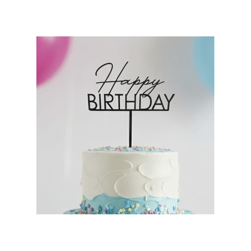 Topper cake Modèle Happy Birthday 2 écritures