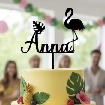 Topper cake modèle Flamant rose