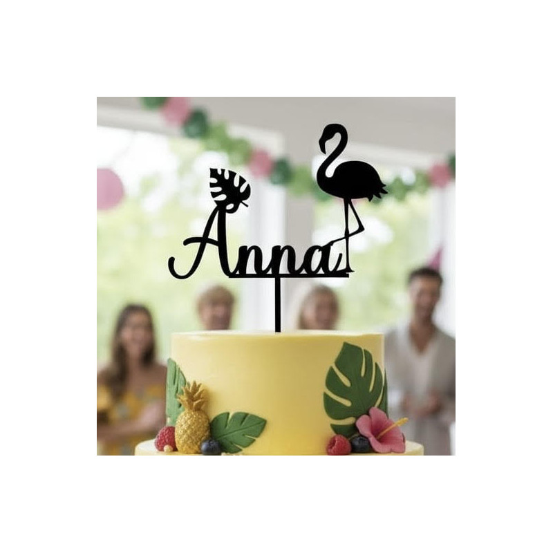 Topper cake modèle Flamant rose