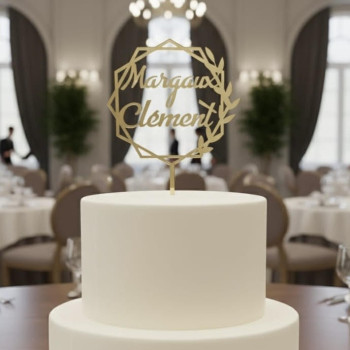 Topper Cake modèle Hendéca fleuri
