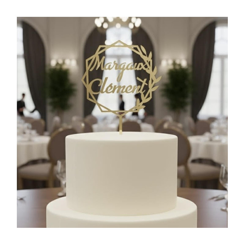 Topper Cake modèle Hendéca fleuri