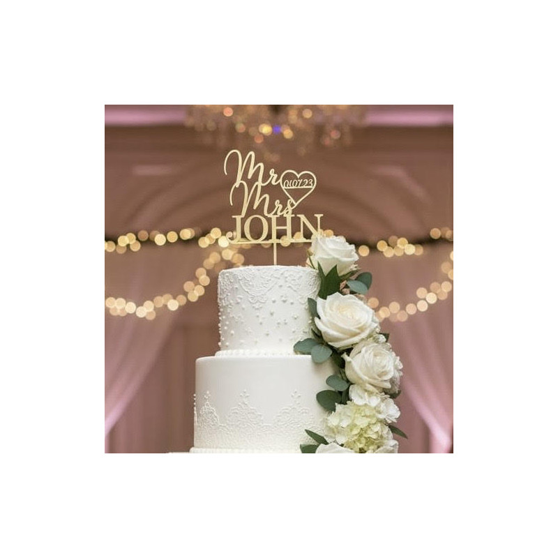 Topper cake modèle Mr & Mrs JOHN