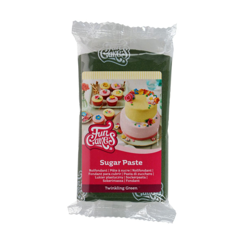 Pâte à sucre FunCakes Vert Pailleté 250g