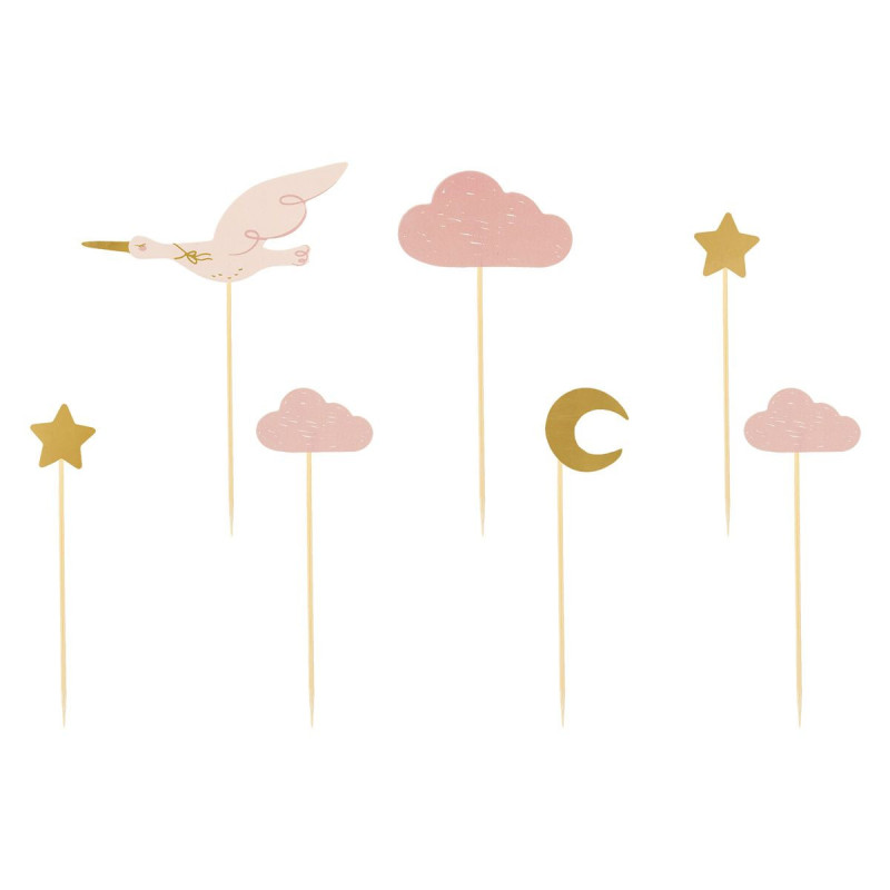 Topper Cupcake Cigogne x7 - PartyDeco Topper Cupcake Cigogne x7 - PartyDeco
