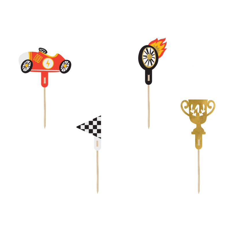 Topper Cupcake Cars Racing x4 - PartyDeco Topper Cupcake Cars Racing x4 - PartyDeco