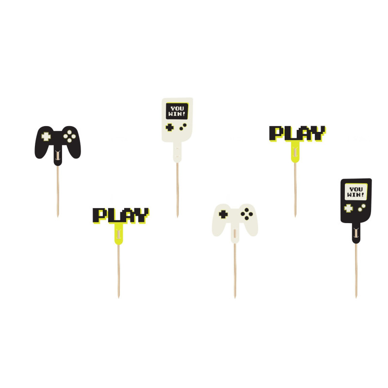 Topper Cupcake Gamer x6 - PartyDeco Topper Cupcake Gamer x6 - PartyDeco