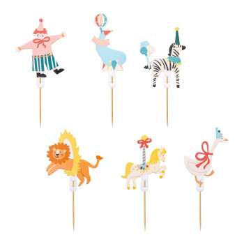 Topper Cupcake Cirque x6 - PartyDeco
