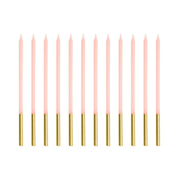 12 bougies Rose/Or 14 cm - PartyDeco