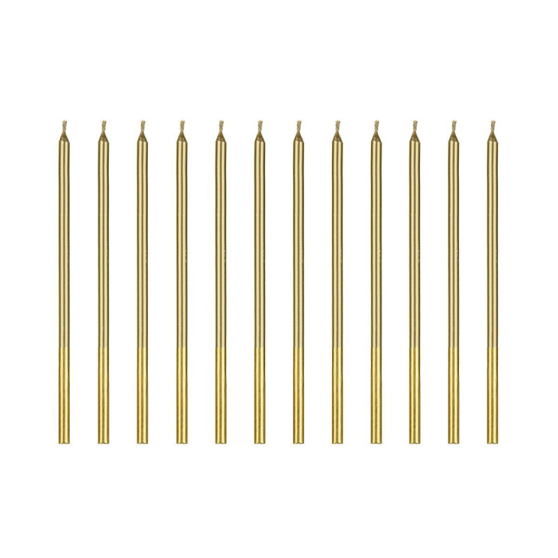 12 bougies Dorées 14 cm - PartyDeco