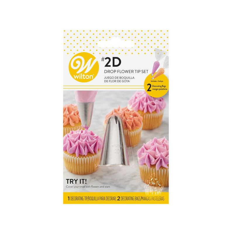 Set 1 Douille 2D + 2 Poches à douilles jetables 30 cm - Wilton Set 1 Douille 2D + 2 Poches à douilles jetables 30 cm - Wilton