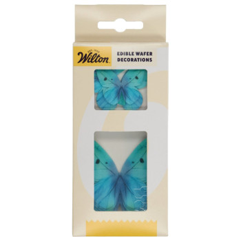 Décorations en gaufrette Papillons Bleu Ombré Set/8