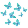 Décorations en gaufrette Papillons Bleu Ombré Set/8 Décorations en gaufrette Papillons Bleu Ombré Set/8