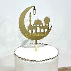 Topper cake Eid Mubarak lune et mosquée