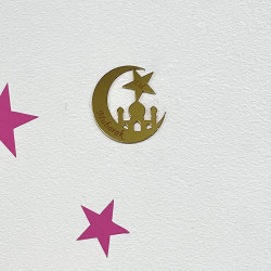 Étiquette plexi Eid Mubarak Modèle Lune & Mosquée / Quantité mini 15