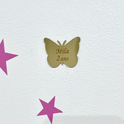 Étiquette plexi personnalisé Modèle Papillon / Quantité mini 15