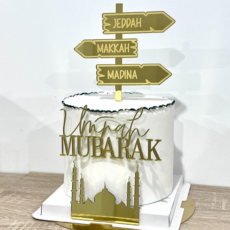 Ensemble de 1 Topper Cake + 2 Faces Toppers Modèle Umrah / Hajj